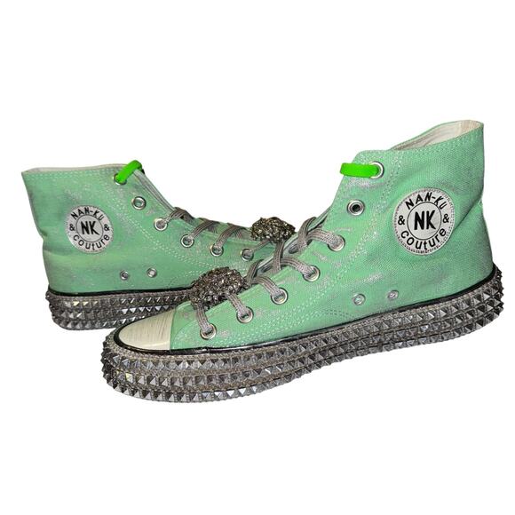 Free People Nan-Ku Couture Cruise Studded High Top Sneaker 40/ 9.5 Spring Mint - Picture 9 of 14